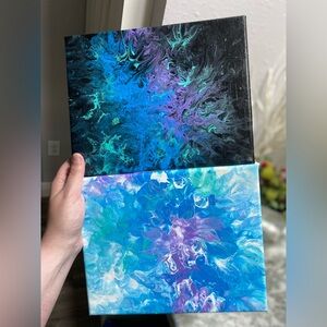 Abstract Blue and Purple Canvas Set